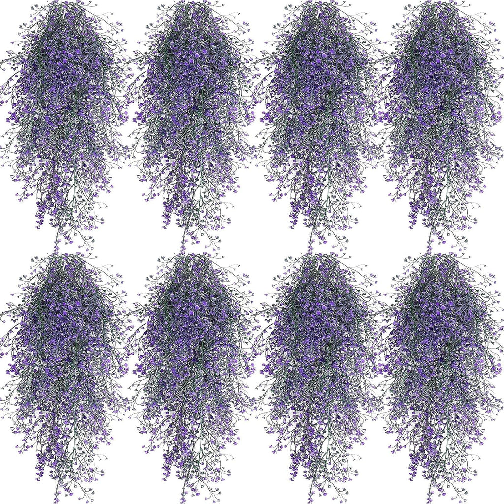 Set de 8 Plantas Colgantes Artificiales Janinka Color Morado – Enredaderas y Helechos Artificiales Sin Mantenimiento para Pared, Jardín y Bodas