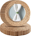 Aofmee Pack 10 Manteles Individuales Redondos 30 cm de Ratán y Jacinto de Agua Natural – Estilo Bohemio Rústico para Mesa