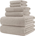 Juego de toallas de baño extragrandes POLYTE de microfibra de 430 g/m², de secado rápido y sin pelusa, 6 piezas (tejido gofrado) 