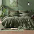 Juego de Edredón Queen Monbix - 3 Piezas Verde Oliva con Edredón y 2 Fundas de almohadas