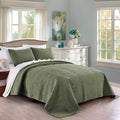 Juego de edredón Pure Bedding tamaño matrimonial/queen verde oliva - Colcha extragrande - Cubrecama ligero de microfibra suave para todas las estaciones - 3 piezas que incluye 1 edredón y 2 fundas de almohada, estampado geométrico
