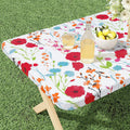 Mantel rectangular de vinilo Misaya, funda de mesa ajustable, 100 % impermeable, borde elástico, reverso de franela, mantel de plástico apto para mesas plegables para picnic, camping y exteriores (Flores, 36 x 72 pulgadas)