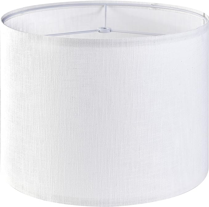 GO&SO Pantalla de tambor con textura blanca, pantalla mediana de 13" superior x 13" inferior x 10" de alto (Spider), pantallas de lino modernas para lámpara de mesa, lámpara de mesita de noche, lino