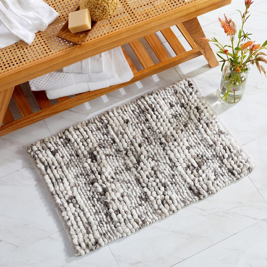 Alfombras de baño de lujo Market & Place, alfombras de baño de microfibra chenilla ultrasuaves y absorbentes, tapetes de baño para bañera y ducha, 20" x 30", azul aguamarina