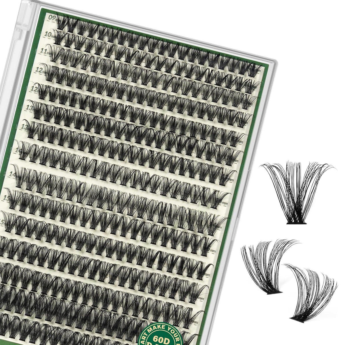 INCOMPLETO KEYYOU Set de 280 Clusters de Pestanas 60D Curvatura D 9-18mm | Extensiones de Pestanas DIY en Casa Wispy Suaves