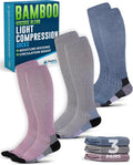 Calcetines Compresión Ligera Doctor's Select para Mujer y Hombre - 3 Pares, Altura Rodilla Comodidad y Apoyo, 8-15 mmHg Calcetines Compresión Mujer, Gris, Azul, Rosa