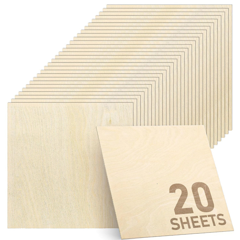 Madera Contrachapada de Abedul Báltico 1/8 Pulgada | 11.8x11.8 Pulgadas Cuadrada para Corte Láser, CNC y Manualidades | Pack de 20 | TX liteart