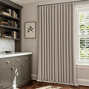 Cortina Plisada Extra Ancha 70" Doble Capa 108" | Blackout Térmico | Tab Trasero | Puerta Corrediza | 1 Panel Beige Birch