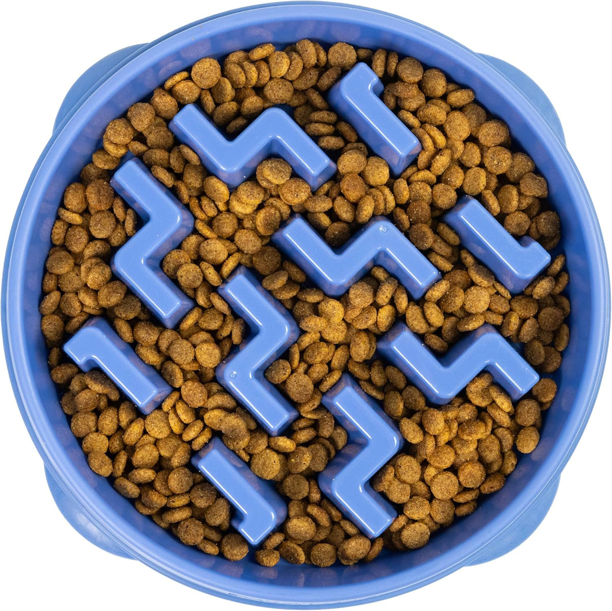 Comedero de Alimentación Lenta Outward Hound Fun Feeder Slo Bowl | Grande 4 Tazas | Antideslizante | Diseño Muescas | Perros Medianos y Grandes | Color Azul | 1 Unidad