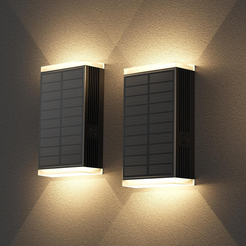 USADO-UGDLUCK Luz Solar de Pared Exterior | 3000/4000/6000K 3 Modos | Encendido Automatico Aplique Arriba y Abajo | IP67 Impermeable | Casa Garaje Porche | 2 Piezas