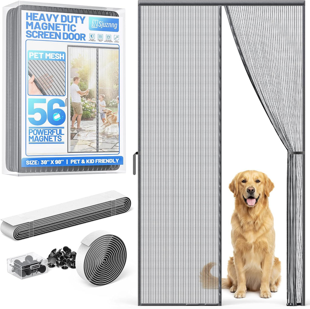 Mosquitero Magnético para Puerta de Alta Resistencia | Autosellado Manos Libres con 50 Imanes | Apto para Mascotas y Niños | Malla Fina PET | Para Puertas de 36 x 96 Pulgadas