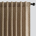 MIULEE Cortinas decorativas de lino con trabillas traseras y diseño geométrico para sala de estar, dormitorio, estilo rústico, tejido grueso, texturizado, con estampado de piso a techo, 2 paneles de 102 pulgadas de largo, color marrón 