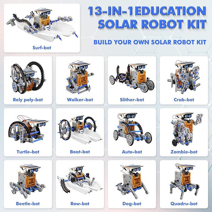 Bottleboom STEM 13-en-1 Juguetes de Robots de Energía Solar para Educación para Niños de 8 a 12 años, Kits de Juguetes Educativos de Ciencia para Experimentos de Robótica para Niños