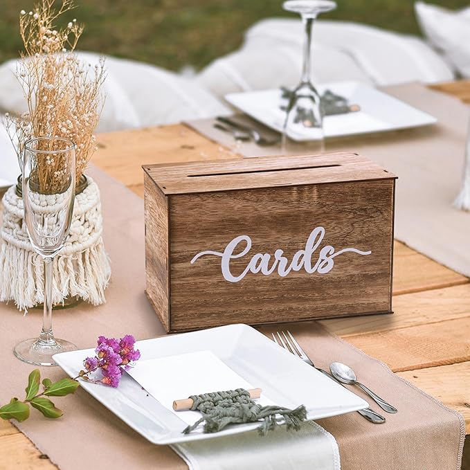 Caja de Madera para Tarjetas de Boda | Rústica | +120 Tarjetas | Bodas y Eventos