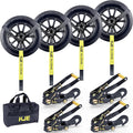 ARTICULO VIENE COMO SE MUESTRA EN LA IMAGEN ) Correas de Amarre KJE para Remolque, 4 Piezas | Estilo Lazo con Ganchos y Trinquete | 2 x 10 Pies, 10,000 lbs de Resistencia | para UTV, SUV y Camiones