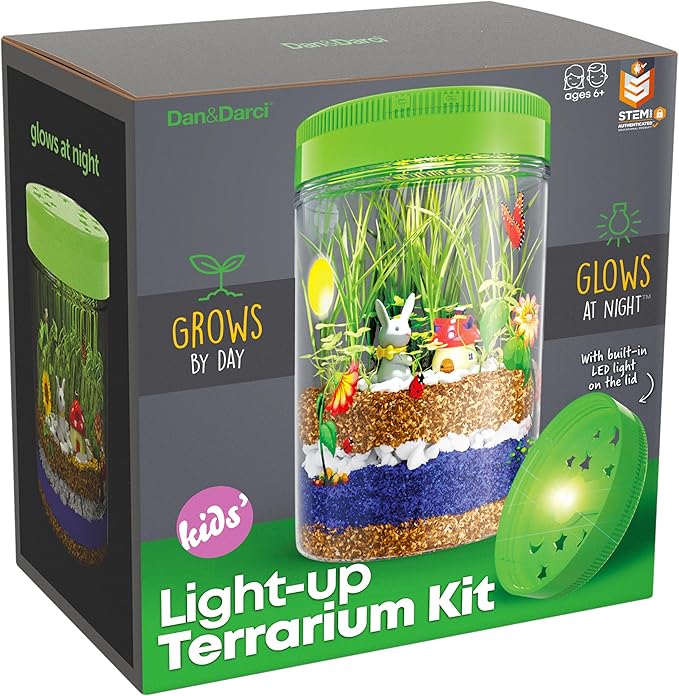 Dan&Darci Kit de Terrario Iluminado para Niños - Kit de Ciencias STEM - Juguete Educativo de Bricolaje para Niños y Niñas - Idea de Proyecto de Manualidades de Cumpleaños para Edades de 6, 7, 8, 9, 10