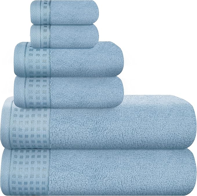 Set de Toallas GLAMBURG 100% Algodón | 6 Piezas | 2 Baño, 2 Mano, 2 Facetoallas | Absorbentes y Secado Rápido | Jade ⚠️ Ver Fotos - El Color Real