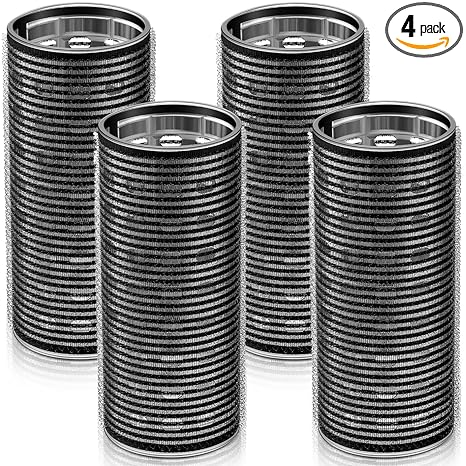 4 rodillos de pelo largos para flequillo, rizadores de núcleo de aluminio, rodillo térmico de autoagarre para cabello largo y mediano, peinado de muje