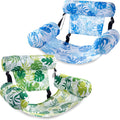 Flotadores inflables SLOOSH para adultos, paquete de 2 tumbonas flotantes, flotadores inflables resistentes para adultos, silla flotante para fiestas, verano, playa, lago, diversión, hojas de verano - verde, azul