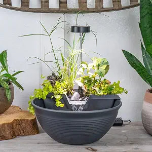 Fuente de Escritorio Aquascape AquaGarden con Cascada — Kit de Meditación y Relajación, Color Gris