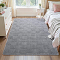 Alfombra Shag Gris 3x5 Lavable – Diseño Geométrico Moderno, Antideslizante y Ultra Suave