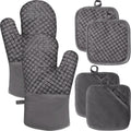 Guantes y Agarraderas de Cocina Resistentes al Calor 500°F | Set de 4 | Silicona Antideslizante