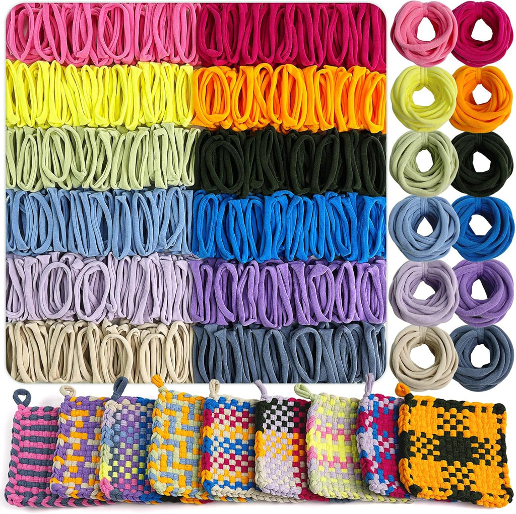 UCDRMA Loom Loops Refill for Potholder Weaving Loom Kit, 576PCS in 12 Dopamine Colors Weaving Loom Refill Loops for 7in Loom to Make 16 Potholders, Stretchy Pot Holder Loop Nylon Craft Bands Set