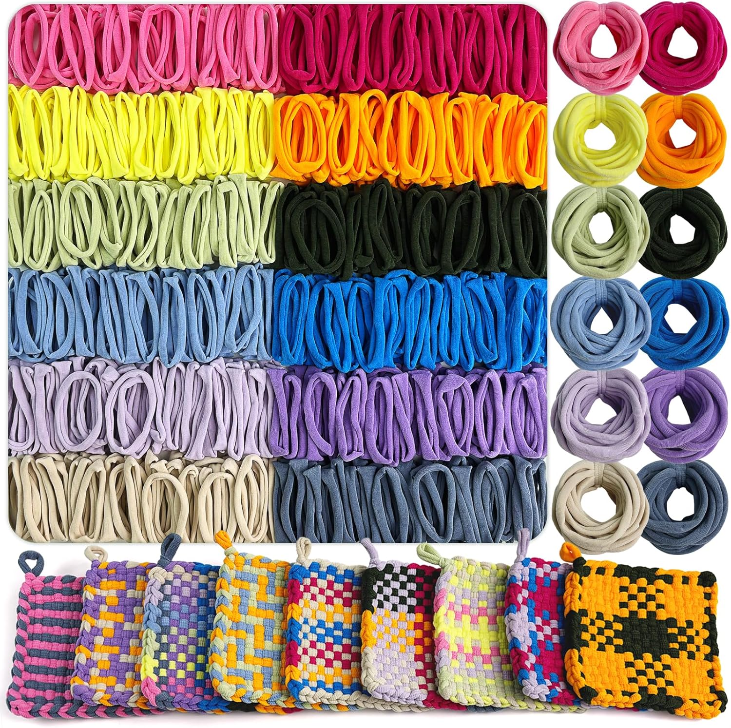 UCDRMA Loom Loops Refill for Potholder Weaving Loom Kit, 576PCS in 12 Dopamine Colors Weaving Loom Refill Loops for 7in Loom to Make 16 Potholders, Stretchy Pot Holder Loop Nylon Craft Bands Set