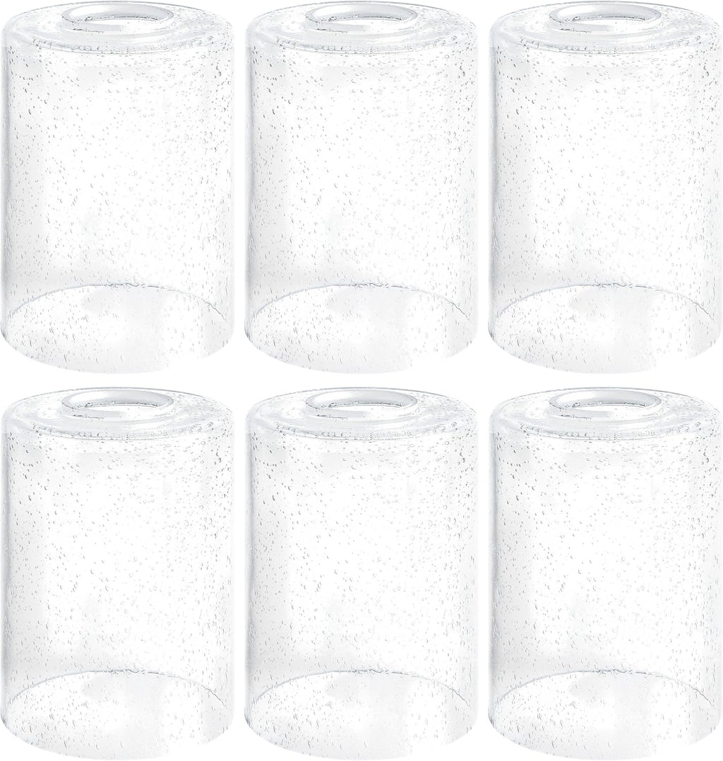 GO&SO Paquete de 6 pantallas de vidrio transparente con burbujas, 14 cm de altura, 10 cm de diámetro, adaptador de 4,2 cm, pantalla cilíndrica de repuesto para lámparas colgantes, apliques de pared, lámparas de pie, lámparas de escritorio y candelabros.