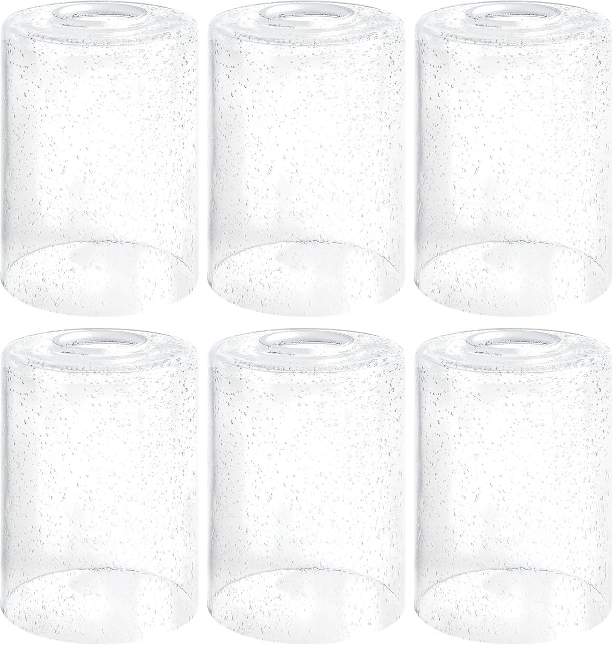 GO&SO Paquete de 6 pantallas de vidrio transparente con burbujas, 14 cm de altura, 10 cm de diámetro, adaptador de 4,2 cm, pantalla cilíndrica de repuesto para lámparas colgantes, apliques de pared, lámparas de pie, lámparas de escritorio y candelabros.