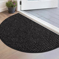 Alfombrilla BEQHAUSE Dirt Trapper de 43 x 76 cm (17" x 30"), semicircular, antideslizante, lavable, para entrada, absorbente, de perfil bajo, para puerta principal, trasera y recibidor, color negro.