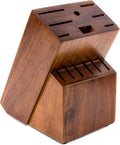 Bloque de cuchillos universal RedCall, bloque de cuchillos grande de madera de bambú sin cuchillos, soporte universal para cuchillos de 14 ranuras para encimera, organizador de cuchillos de carnicero para cocina (marrón) 