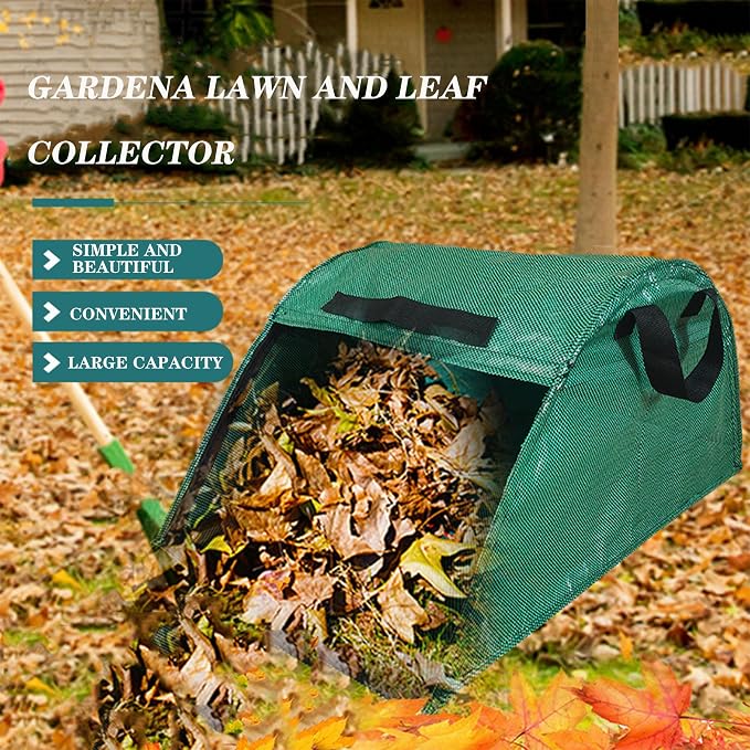 Recolector de hojas de hoja, bolsas de césped extra grandes, bolsas de hojas, bolsa de basura plegable para patio, herramientas pesadas para recoger hojas, cargador de hojas, bolsas de jardín
