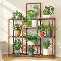 Estante para Plantas EnHomee de 8 Niveles | Soporte de Madera para Multiples Macetas | Interior y Exterior, Sala, Balcon y Jardin | 87x30x120 cm
