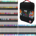 Rotuladores de pintura acrílica para adultos, 108 colores, doble punta, diseño de doble cremallera, bolsa de lona de alta calidad, impermeable, no tóxico, para lienzo, madera, vidrio, piedra, cerámica, regalo ideal de cumpleaños para adolescentes.