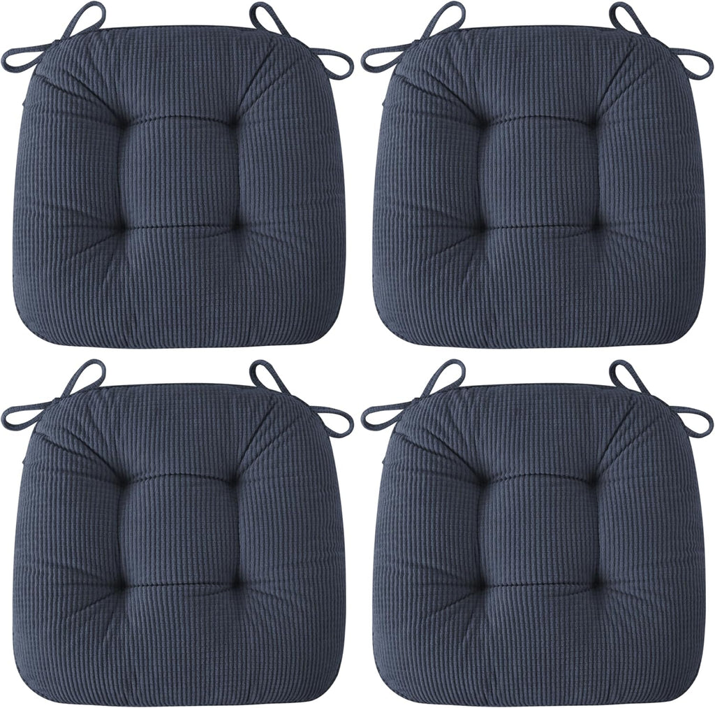 Cojines AddGrace para sillas de comedor, cojines suaves para asientos de cocina, 45 x 45 x 7,5 cm, almohadillas antideslizantes para asientos, color azul marino, juego de 4