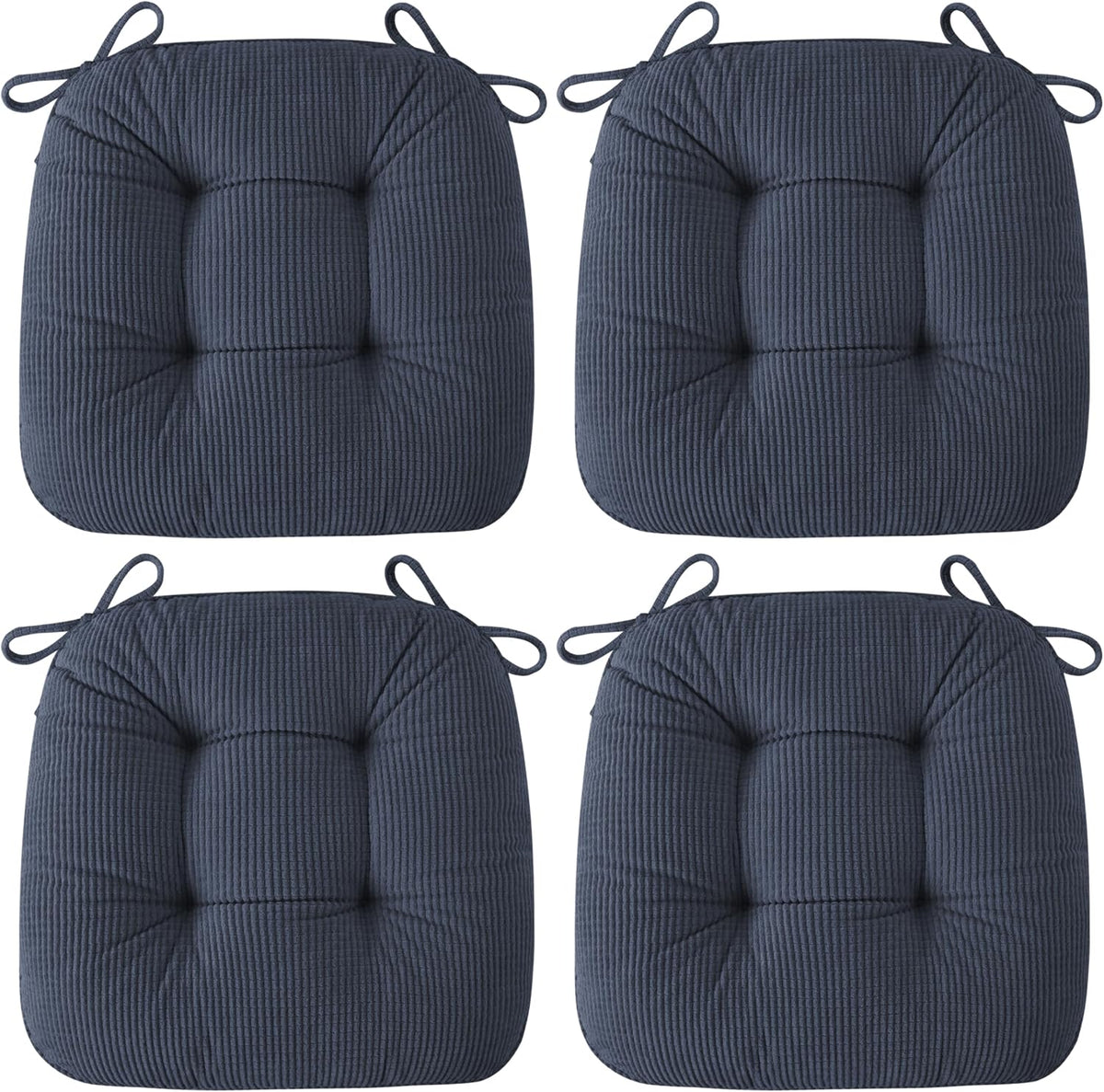 Cojines AddGrace para sillas de comedor, cojines suaves para asientos de cocina, 45 x 45 x 7,5 cm, almohadillas antideslizantes para asientos, color azul marino, juego de 4