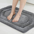 COSY HOMEER Tapetes de Bano Extra Gruesos | Antideslizantes Suaves Felpa Shaggy 100% Poliester Absorbentes para Bano, Sala, Recamara (Gris, 17x27')