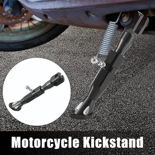 Motoforti Pata de Apoyo Lateral Ajustable para Motocicleta | Aleación Aluminio CNC Negro | Juego 1