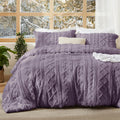 Juego de edredón bohemio acolchado Bedsure tamaño Queen - Juego de cama bohemio grisáceo-morado, ropa de cama GentleSoft® de 3 piezas con bordado estilo granja, regalos para mujer, edredón jacquard tamaño Queen para todas las estaciones