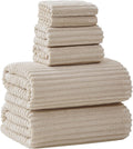 Juego de 6 toallas de baño extragrandes NALIVO (101,6 x 203,3 cm), toallas de baño extragrandes, supersuaves, de microfibra altamente absorbente, de secado rápido, de lujo para ducha, baño, spa, gimnasio, hotel y yoga (beige, 6 piezas).