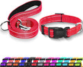 Collar Reflectivo Maiiu con Hebilla de Seguridad – Nylon Suave para Perros Pequeños, Medianos y Grandes (XS 5/8" Rojo + Correa)