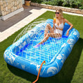 Tumbona inflable para tomar el sol con aspersor, flotador para piscina de 178 x 117 cm para adultos con almohada, balsa flotante 6 en 1 para tomar el sol con portavasos.