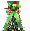 Lordaeron Christmas Tree Topper Hat,Large Green Velvet Hat and Lengthened Bowknot Christmas Tree Decorations Tabletop Ornaments for Holiday Home Decor