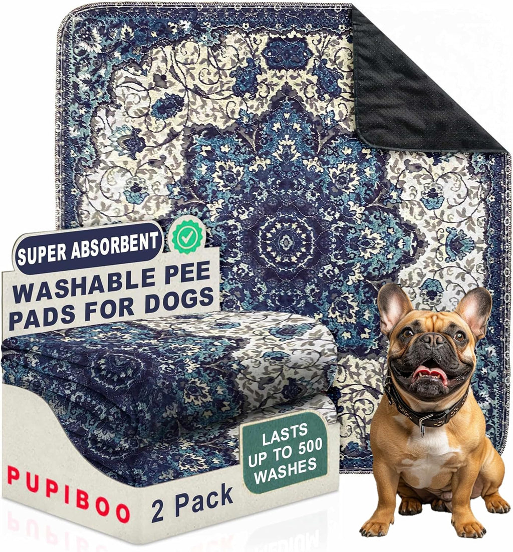 Almohadillas absorbentes lavables PUPIBOO para perros y gatos, 54 x 54 cm, superabsorbentes y reutilizables para el entrenamiento de cachorros. 100 % impermeables, a prueba de fugas y antideslizantes. Ideales para el adiestramiento en casa, el parto y la