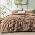 Bedsure Fluffy Comforter Set Queen – Faux Fur Fleece, 3 Piezas, Taupe