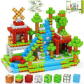 Bloques Magnéticos 157 Piezas Bloques de Construcción Magnéticos Cubos de 1" para Niños, Azulejos Magnéticos Juguete de Apilamiento, Set Construye Mundo del Bosque, Juguetes Sensoriales STEM para