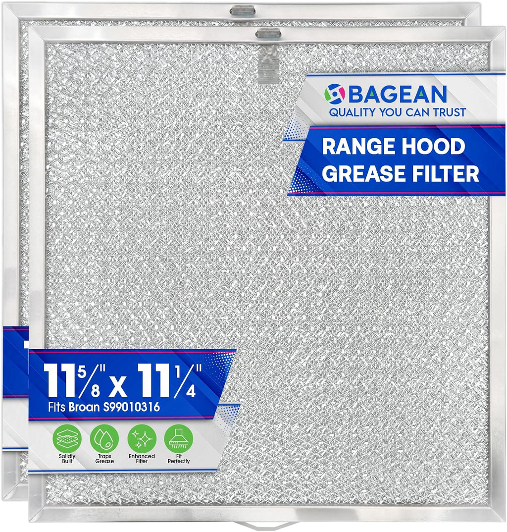 USADO - Bagean Filtro para Campana de Cocina 11.60 x 11.22 Pulgadas | Compatible con Broan S99010316 BPQTAF | Malla de Aluminio que Bloquea Grasa 2 Piezas