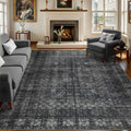Alfombra Vintage Dotiiorug 6x9 Lavable para Sala | Pelo Bajo Antideslizante | No Suelta Pelusa | Suave y Resistente a Manchas | Estampado Floral para Recámara