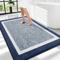 Alfombras de baño grandes OLANLY de 40x32 pulgadas, alfombras de microfibra extra suaves y absorbentes, antideslizantes, lavables a máquina, de secado rápido, alfombras de baño de pelo largo, tapetes de baño para piso de baño, bañera, ducha, azul marino